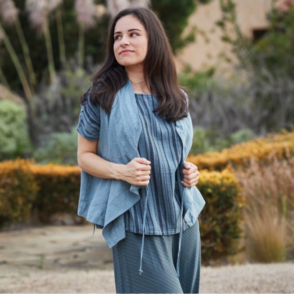 bryn Walker Bess Shirt in Millpond Stripe Gauze Sz S